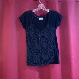 Black t with lace in front